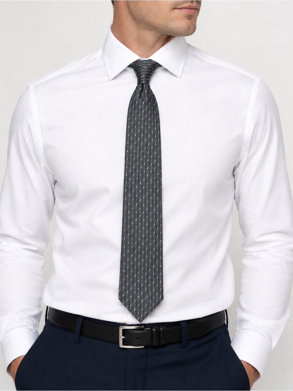 Calvin Klein CK Men’s Gray Blue Stripe Tie Classic Business Necktie